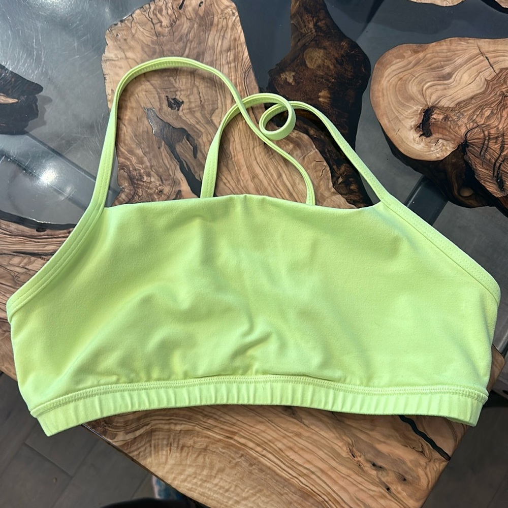 Fleo Neon Lime Green Strappy Chloe Sports Bra